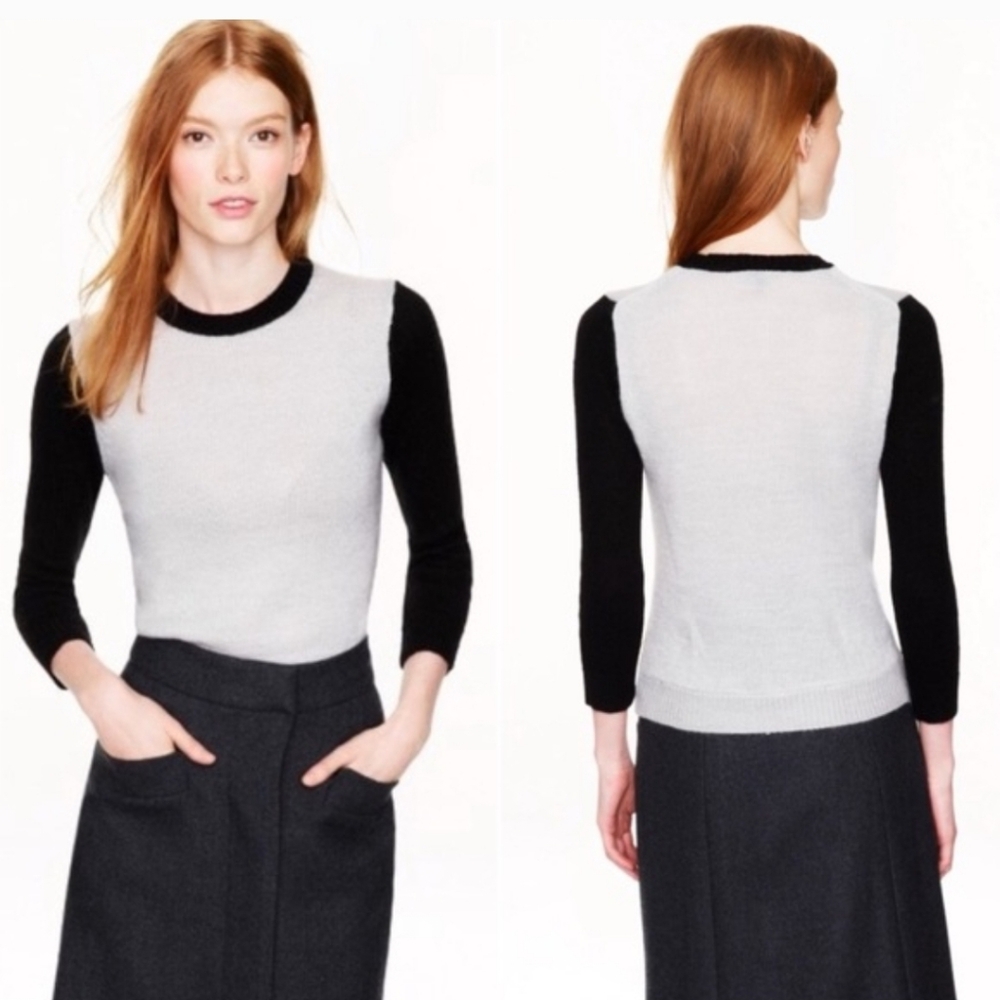 J. Crew Gray and Black Crew Neck Sweater